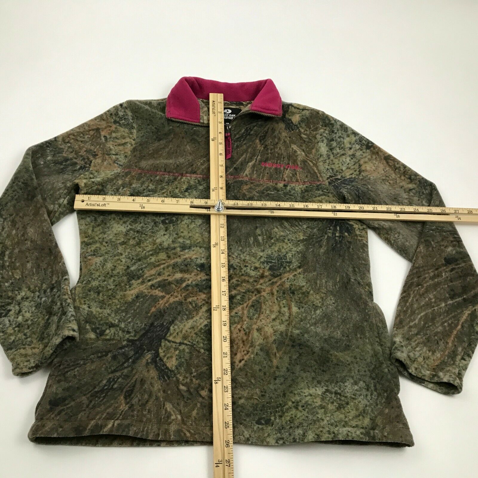 Mossy Oak BRUSH Camouflage 1/4 Zip Fleece Pullover Sweater Size Large L