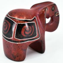 Crafts Caravan Hand Carved Red & Black Soapstone Elephant Figurine Made in Kenya image 4