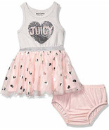 NWT JUICY COUTURE 18 mos dress sequins tulle pink silver infant baby tut... - $48.49