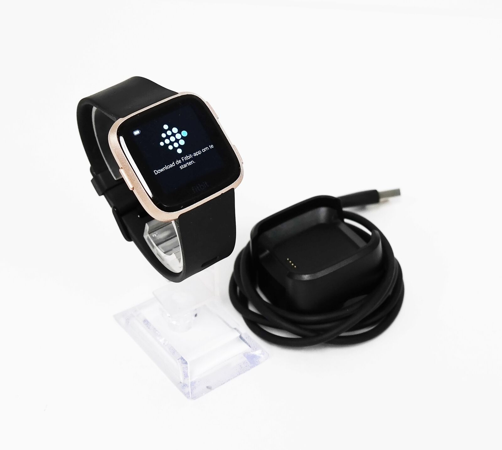 fitbit versa rose gold and black