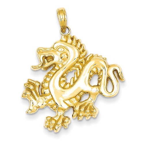 Primary image for 14K Solid Yellow Gold Dragon Pendant