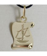 18K YELLOW GOLD ZODIAC SIGN MEDAL, LIBRA, PARCHMENT ENGRAVABLE MADE IN I... - $156.50