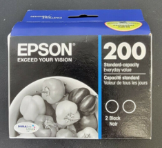 BRAND NEW SEALED Epson 200 Black Ink Cartridge 2-PACK Dura-Brite Ultra E... - $18.99