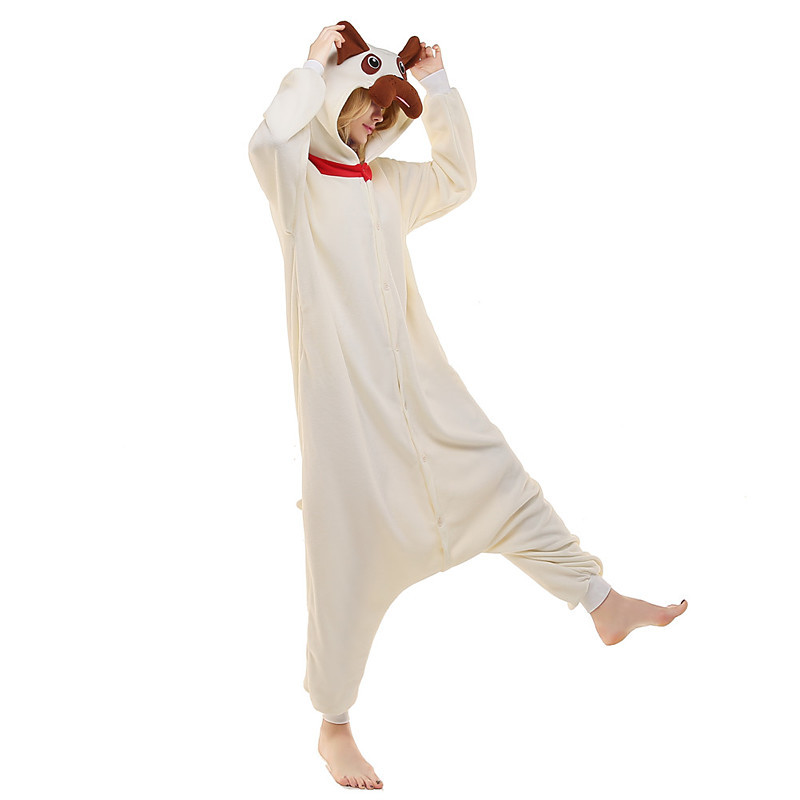 Adults' Kigurumi Pajamas Pug Pajamas Polar Fleece Beige Cosplay Animal Sleepwear