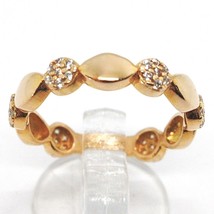 18K ROSE GOLD BAND RING, CUBIC ZIRCONIA, ALTERNATE FLOWERS AND PETALS image 1