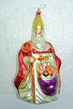 HUGE Christopher Radko Glass Ornament Bishop St. Nicholas Santa Claus 11" - $109.99