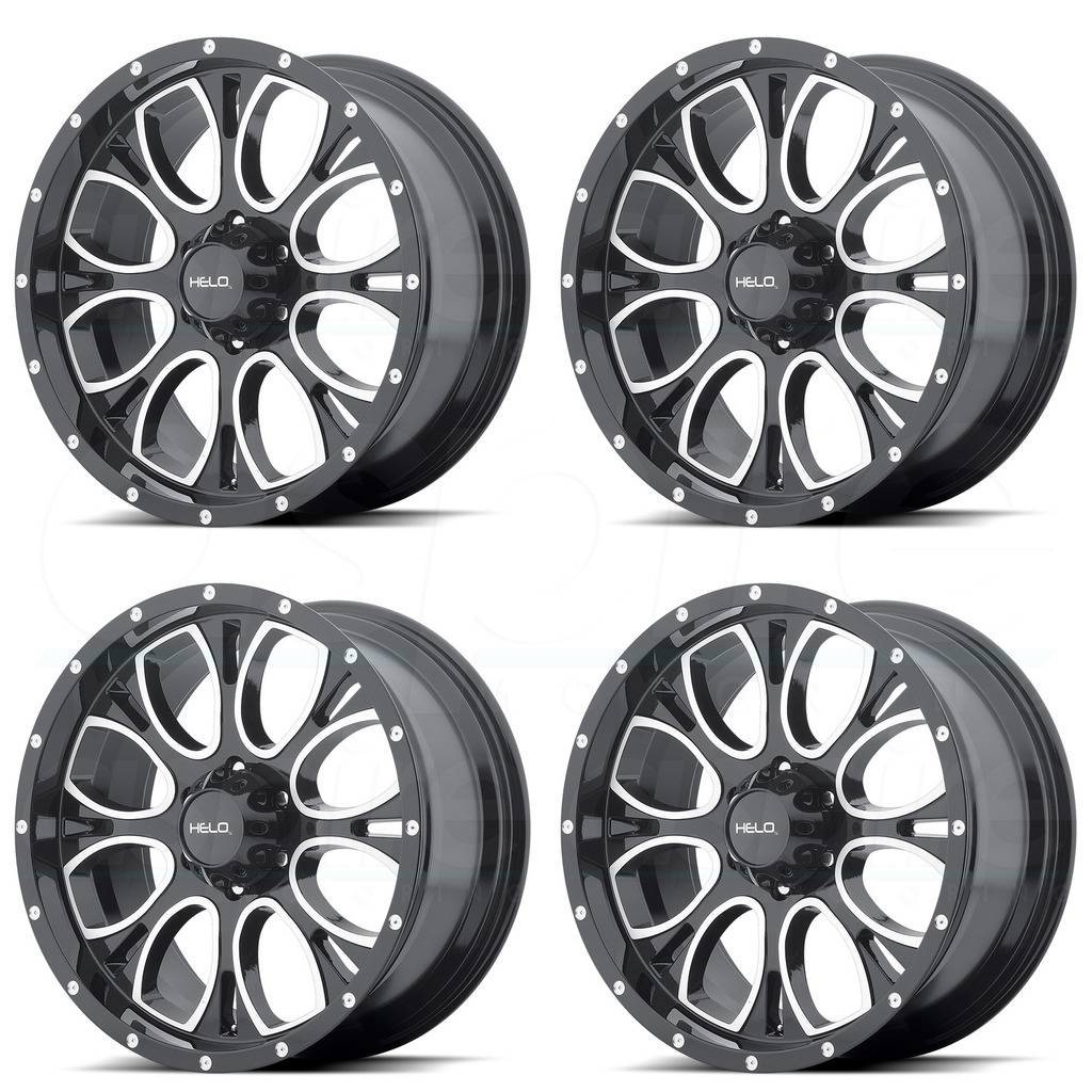 16x8 Helo HE879 6x5.5/6x139.7 0 Black Machine Milled Wheels Rims Set(4 ...