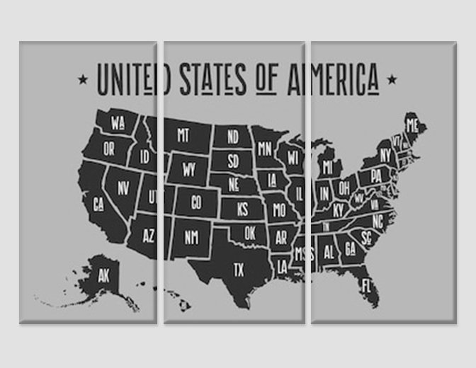 Vintage Map of United States of America Map Wall Art USA Map Art