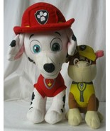 Paw Patrol Large Plush Puppy Dog Lot 14&quot; Marshall &amp; 10&quot; Rubble Stuffed A... - $14.84