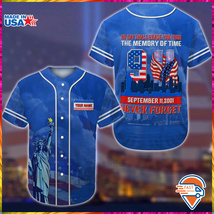 Never Forget 9.11 Custom Name - 3D Printed Baseball Jersey - Unisex Shirt Blue - $29.99