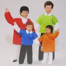 Dressed Doll Family of 4 Caco 3103 Wigged Flexible Dollhouse Miniature  - $100.61
