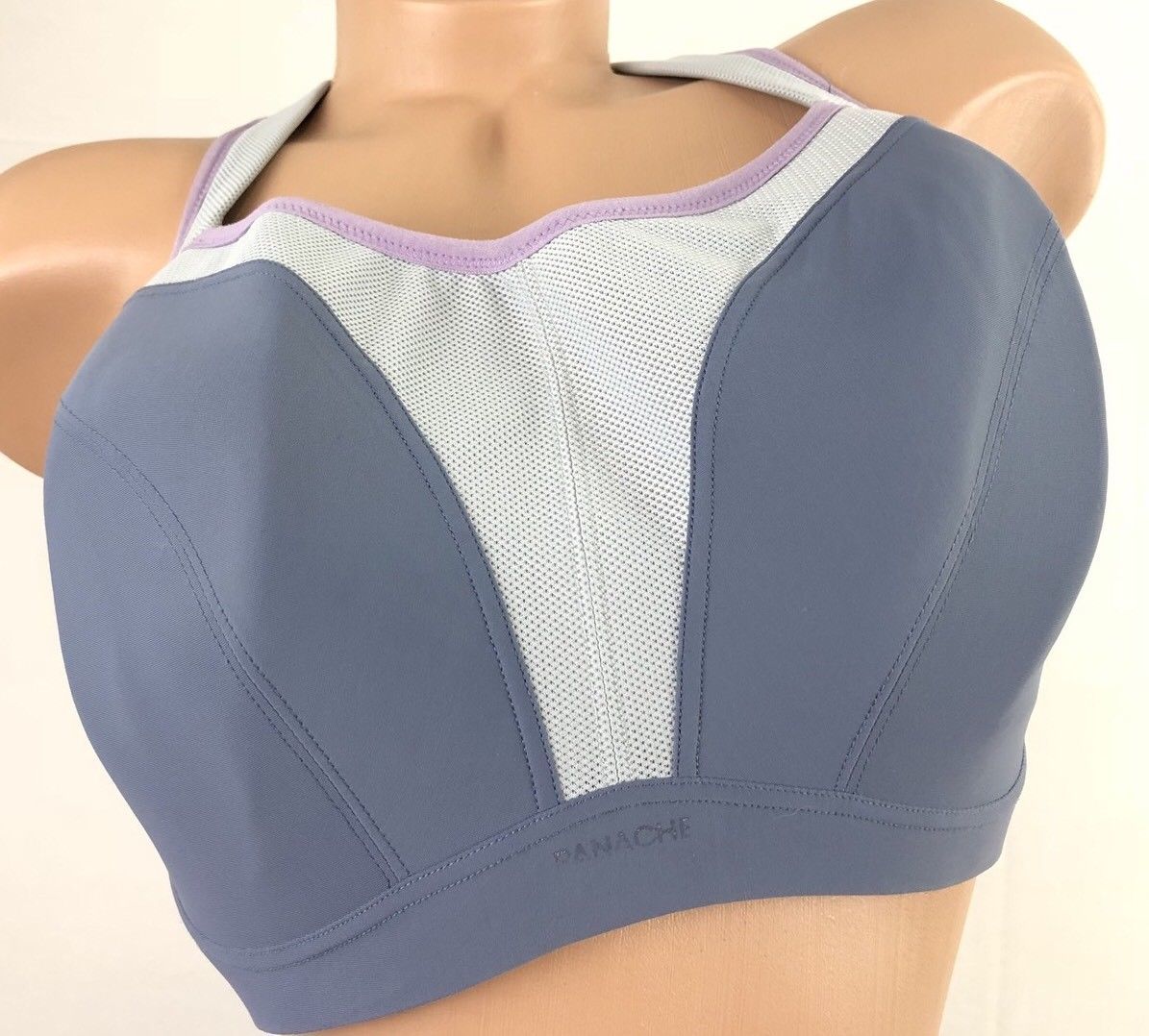 Panache Sport Sports Bra Size 34GG Gray Purple Underwire Full Coverage