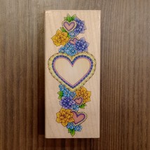1996 Vintage Hero Arts Wooden Rubber Stamps Hearts Flowers H868 Crafts Love - $11.47