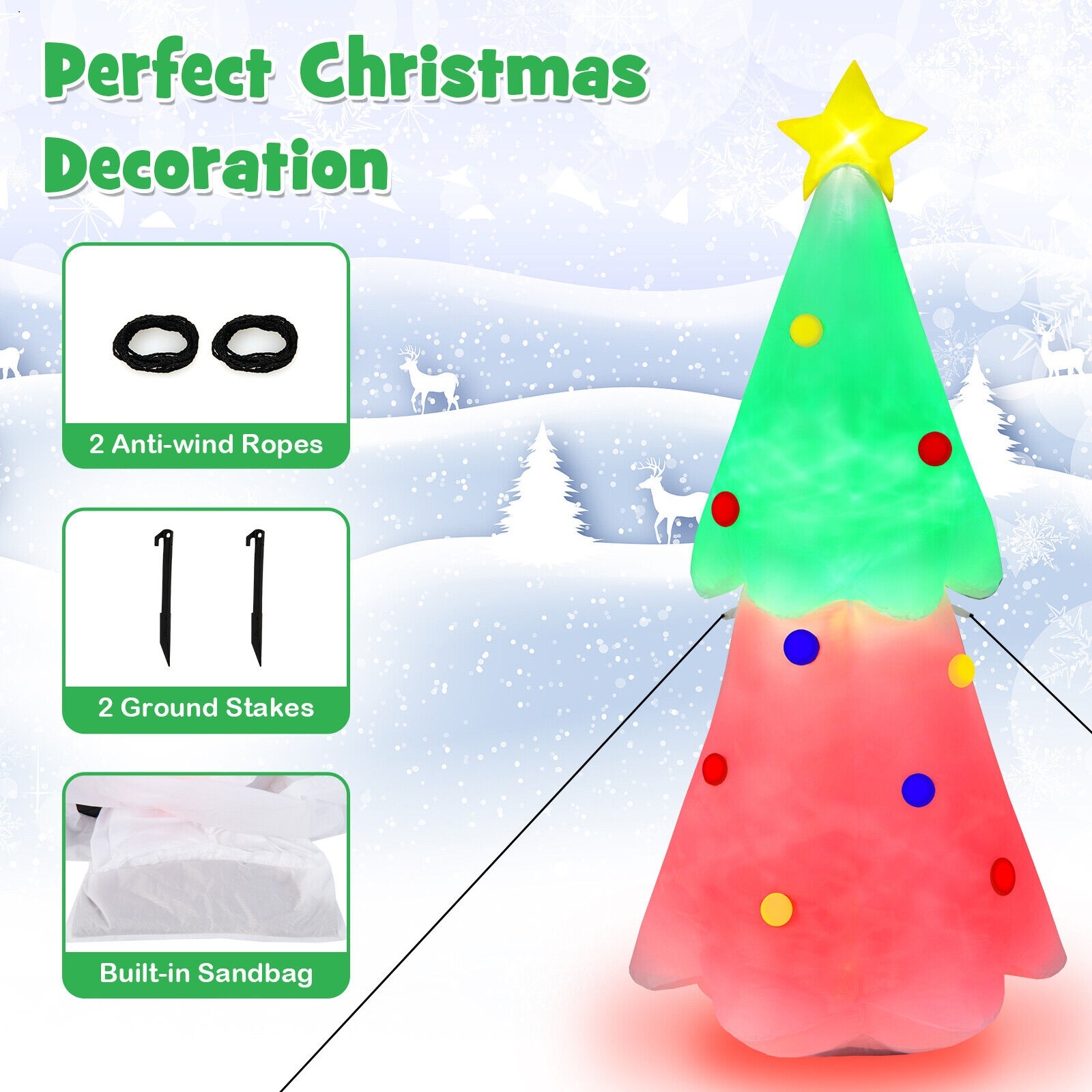 6.2 FT Inflatable Christmas Tree Blowup Xmas Tree with Topper Star