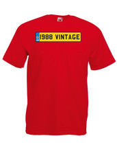 1988 Vintage Number Birthday Plate Graphic Quality t-shirt tee mens unisex - $12.89
