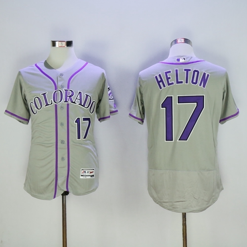 Men's Colorado Rockies 17 Todd Helton Jersey Sewn on Flexbase Baseball
