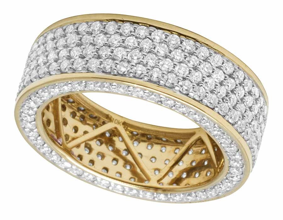 Lovely 14K Yellow Gold Over Silver Lab Diamond 3D Eternity Band Ring 5.0ct 8MM