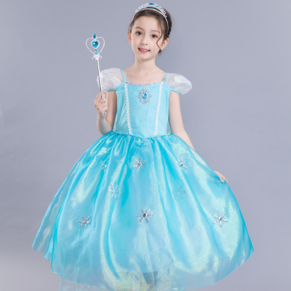 Frozen Elsa Cosplay Costume Girls' Kid's Dresses Mesh Christmas ...