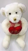 Dan Dee Collectors Choice White Bear Plush Red I Love You Heart With Bow 17” - $18.60