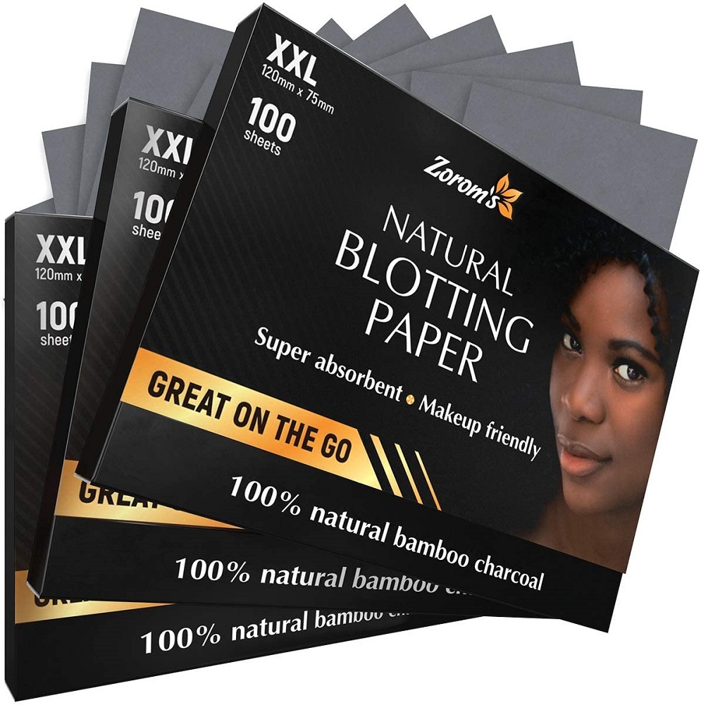 Natural Bamboo Charcoal Blotting Paper - 300 XXL Super (100 sheets/pack, 3 Pack)