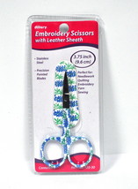 3 3/4 inch Lavender Themed Embroidery Scissors in Leather Sheath - $6.95