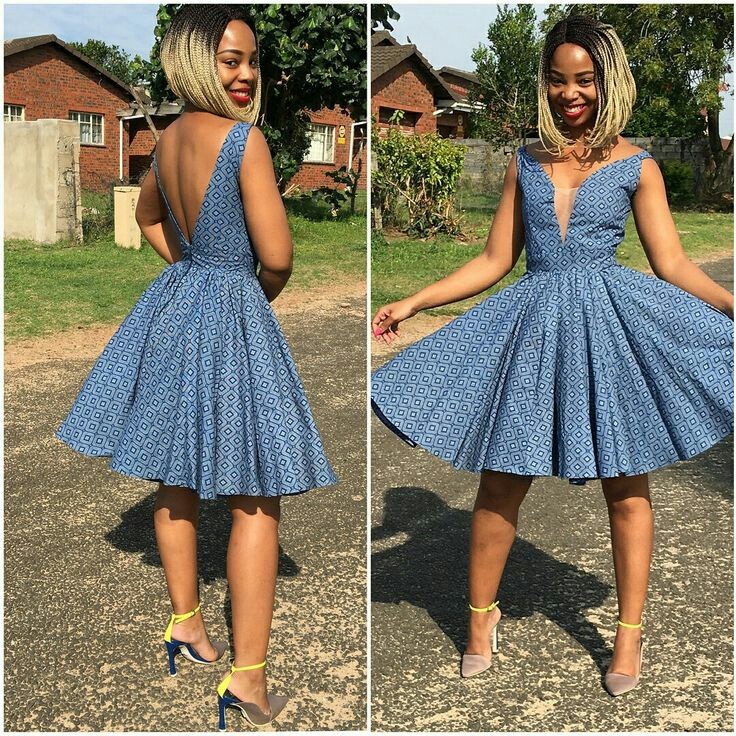 Blue African Print seshoeshoe Shweshwe dress and 50 similar items