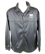 US Olympic Committee Black Track Jacket Full Zip Mens Size X-Large USA - $14.84