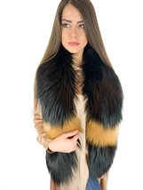 Silver Fox Fur Stole 55' (140cm) Saga Furs Black Fur With Gold Spots Fur Collar image 4