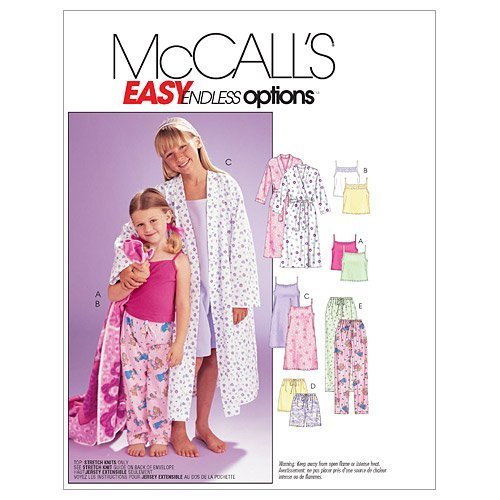 McCall's Patterns M6225 Children's/Girls' Robe, Belt, Tops, Gown, Shorts and Pan