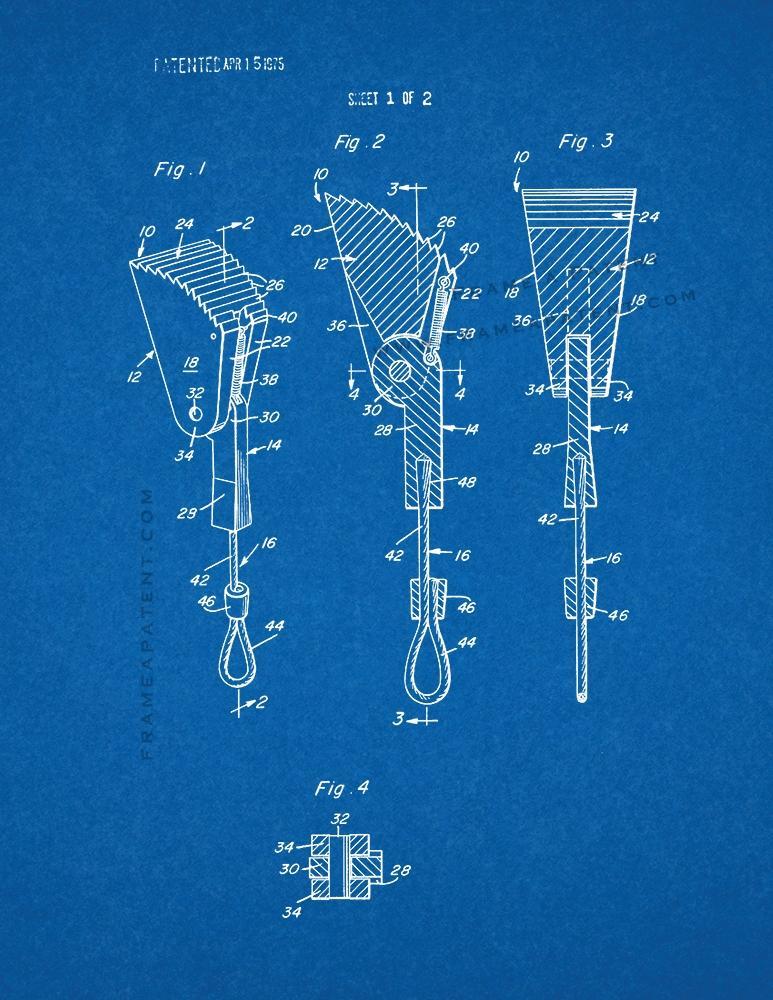 Anchor Device For Mountain Climbers Patent Print - Blueprint