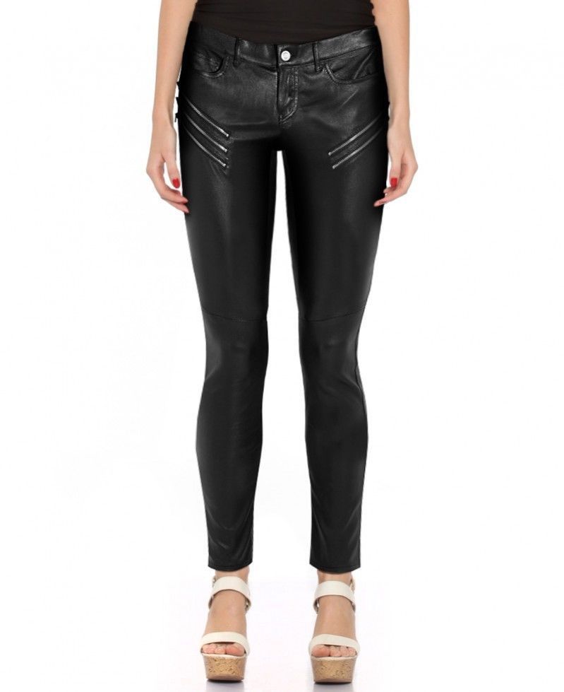 New Women's Black Genuine Lambskin Soft Leather Designer Party Wear ...
