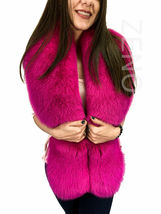 Arctic Fox Fur Stole 63' Saga Furs Dark Pink Color Fur Collar Boa Shawl image 4