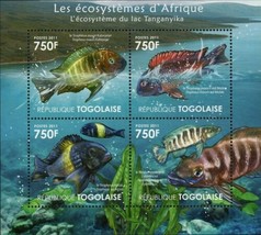 Ecosystem Tanganyika Lake Stamp Fish Tropheus Neolamprologus S/S MNH #41... - $15.29