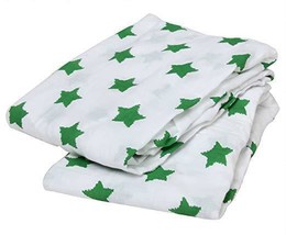 Bacati Set of 2 Piece Stars Muslin Crib Sheets Green For Sensitive Skin/... - $24.74