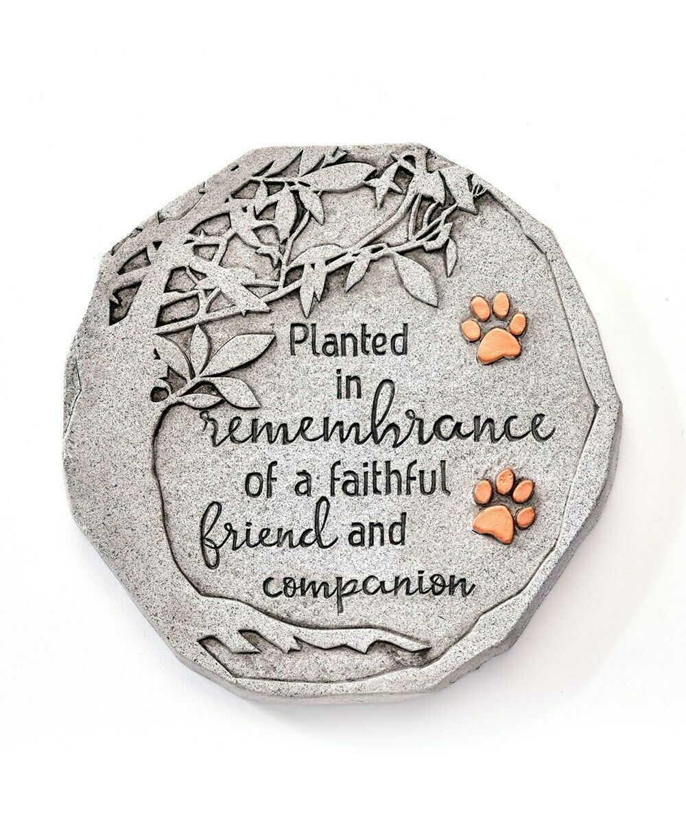 Round Memorial Pet Stepping Stone or Wall Plaque w Sentiment & Footprints Cement