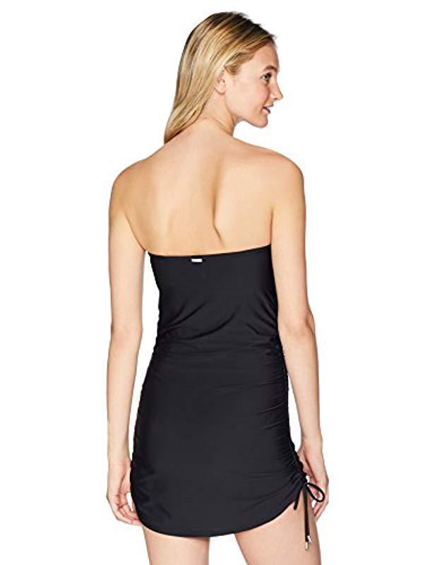 New Calvin Klein Convertible Tummy Control Bandeau Shirred Swimdress