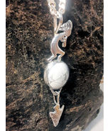 Handmade, sterling silver, kokopelli, and arrowhead, with white buffalo ... - $195.00