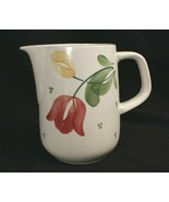 Hand Painted Floral Pitcher East Germany 1987 Tulips DDR - $19.53