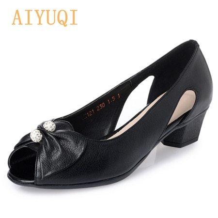 AIYUQI new Genuine Leather woman shoes sandals  butterfly-knot  crystal low heel