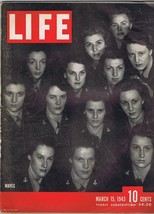 ORIGINAL Vintage Life Magazine March 15 1943 WWII Waves