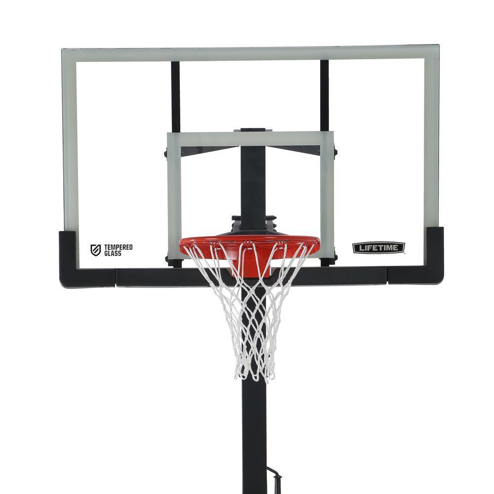 Lifetime Basketball Goal 54 in. Tempered Glass Backboard Rust-Resistant