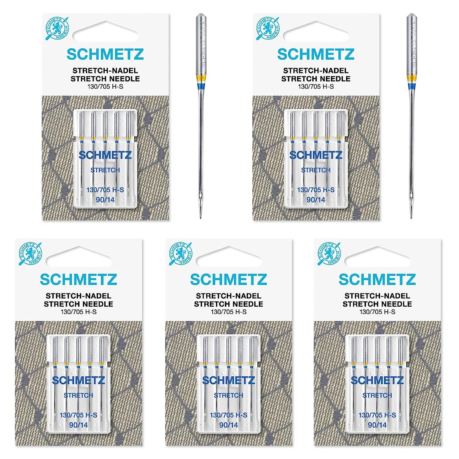 50 Schmetz Gold Embroidery Sewing Machine Needles - size90/14 - Box of 10 Cards
