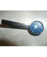 Jewelry tie tack pin lapis lazuli cab hand set color gun metal black set... - $11.39
