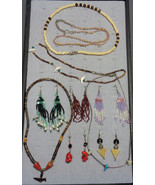 Western Tribal Necklace Beaded Earrings 10 Pc Lot Fetish Bird Natural Stones ETC - $29.99