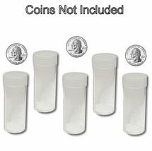 25 BCW Round Quarter Coin Tubes 24mm Clear Plastic Screw On Cap New Lot Free S&h 