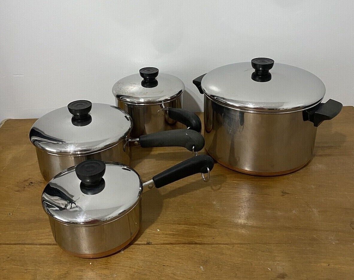 Revere Ware Copper Bottom 8pc Set Clinton Illinois 83 1 qt 2 qt 2 qt 6