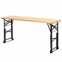 Durable 66.5&quot; Outdoor Wood Folding Picnic Table with Adjustable Heights - $180.50