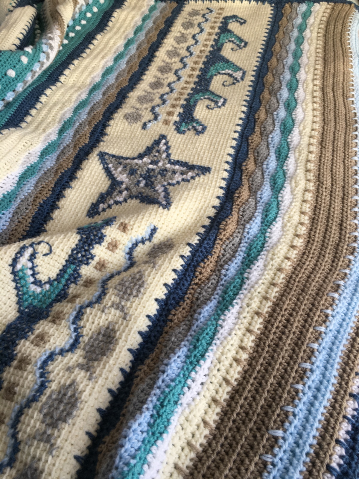 Nautical seaside crochet throw / blanket pattern Digital Goods