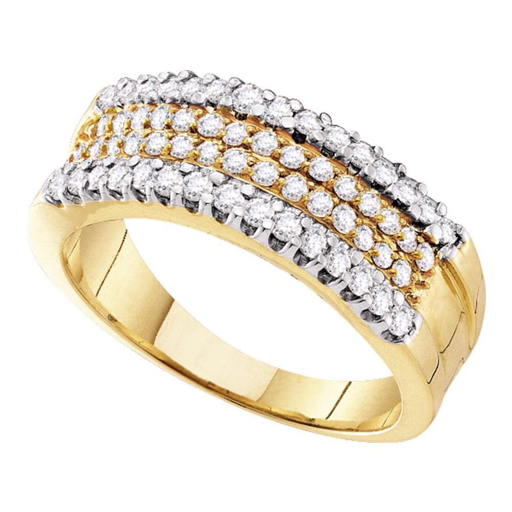 14k Yellow Gold Womens Round Pave-set Diamond Four Row Band Ring 3/4 ...