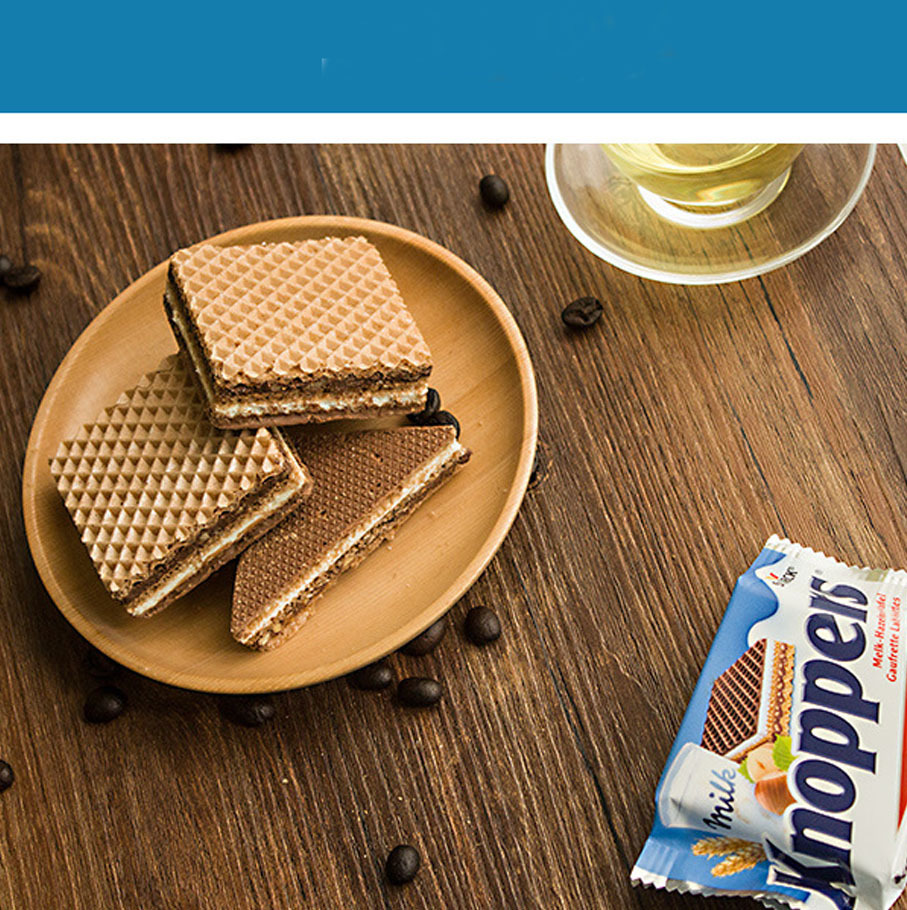 Knoppers Wafer Cookies Milk Hazelnut Sandwich Chocolate Cookies 250g Snack Cookies, Crackers